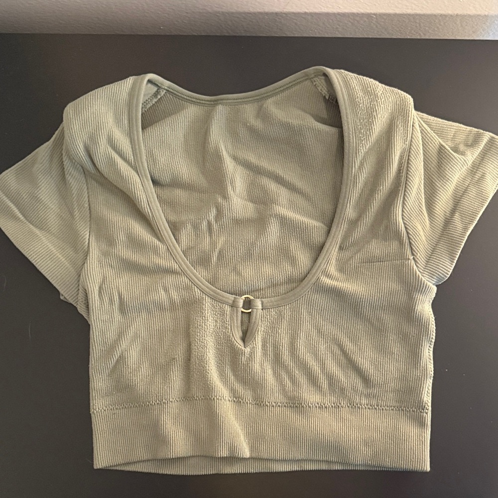 Aerie Ribbed Crop Top - Light Green